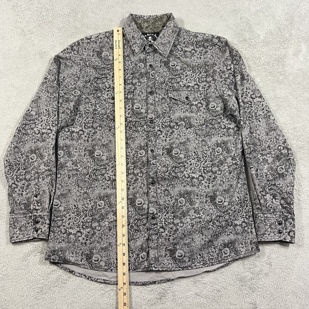 Rock Roll N Soul Pearl Snap Shirt Mens Large Floral Western Long Sleeve - Picture 5 of 11